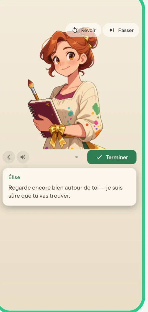 Élise, personnage compagnon, donne un indice